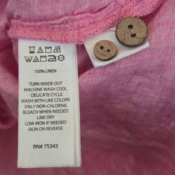 Sigrid Olsen 100% Linen Lagonlook Button Front Pink Tunic Blouse Size 1X - Picture 6 of 7